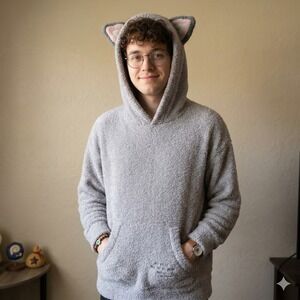 Gelato Pique Animal Crossing Timmy Tommy Grey Zip Hoodie with Ears